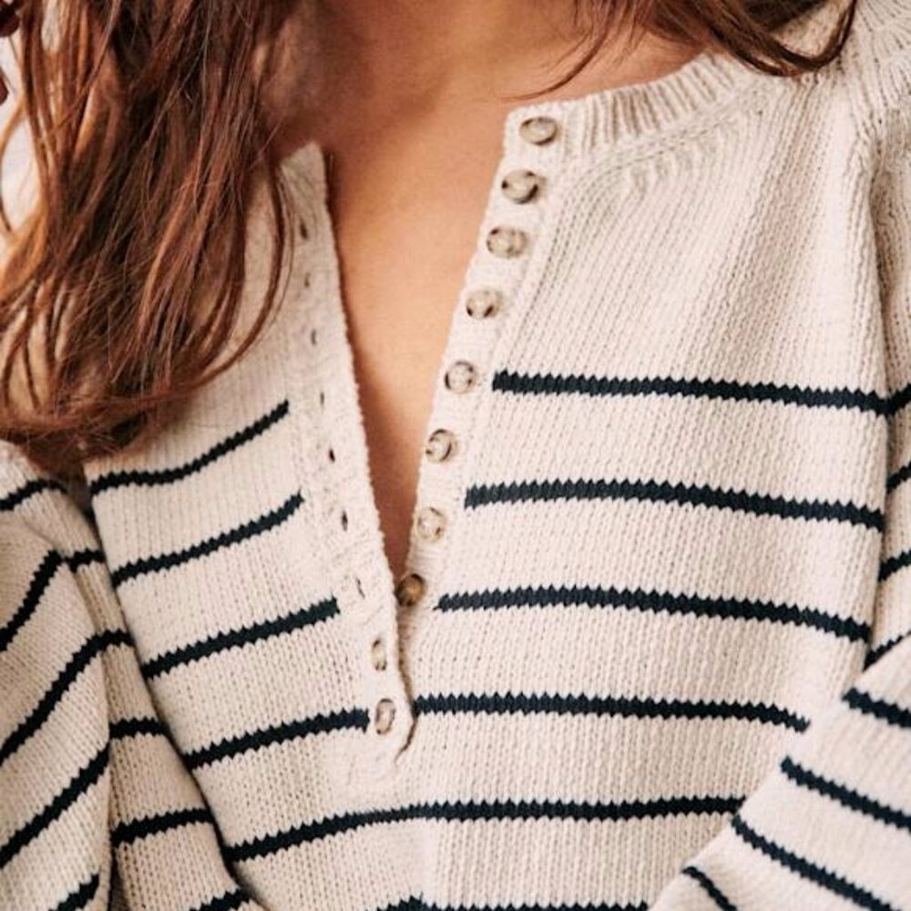 Sezane Leontine Jumper Ecru with Navy Stripes Size XL
